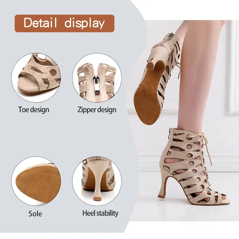 DKZSYIM Women Rhinestone Dance Shoes Ladies Dance Boots High Heels soft sole Girls Women Ballroom Dancing Shoes Sexy Stilettos