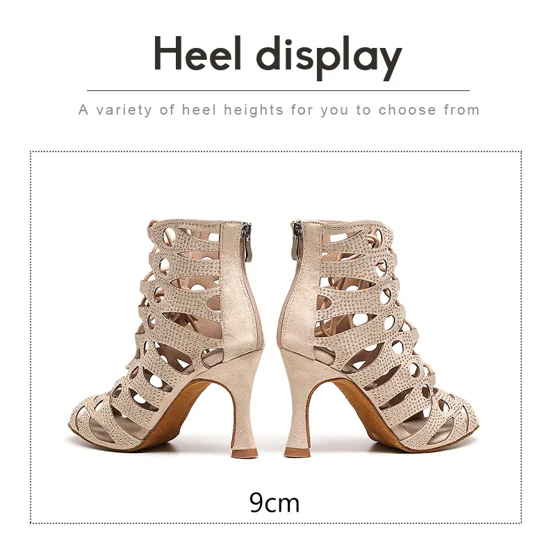 DKZSYIM Women Rhinestone Dance Shoes Ladies Dance Boots High Heels soft sole Girls Women Ballroom Dancing Shoes Sexy Stilettos