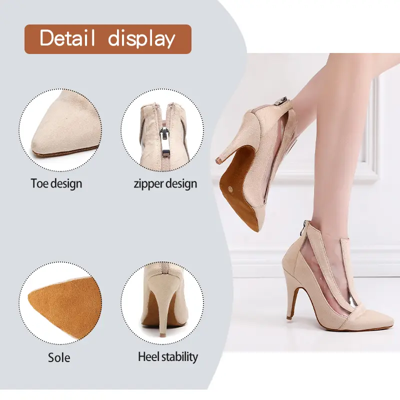 DKZSYIM ﻿New Women Dance Shoes close-toe Ankle Boots Ladies Women Ballroom Dancing Shoes Girls Sexy Stilettos Dance Boots