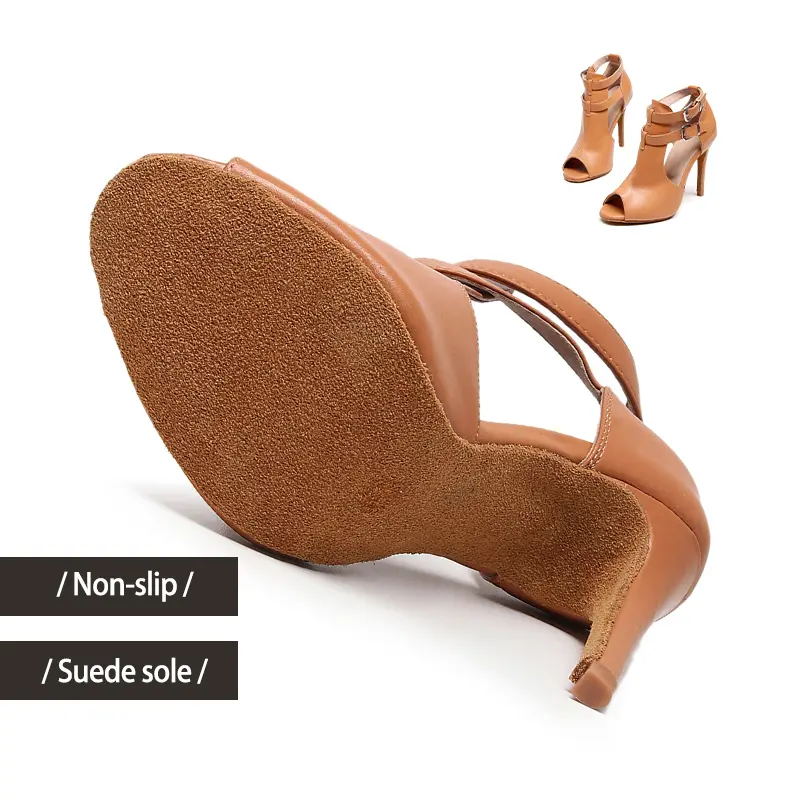 DKZSYIM New Sexy Stilettos Woman Dance Shoes leather Peep-toe Dance Boots soft sole Boots Women Party Ballroom Dancing Shoes