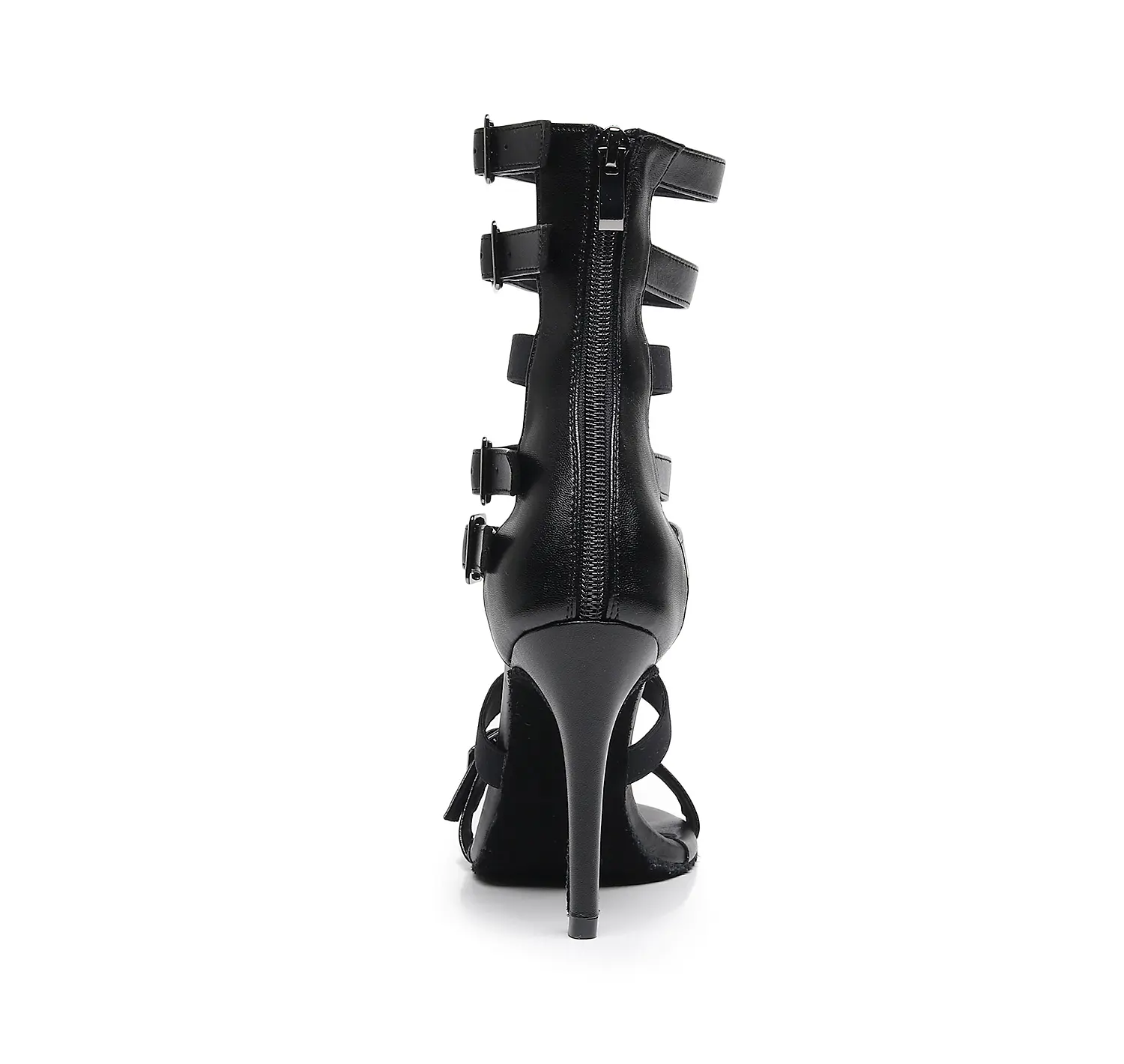 Woman Black Dance Shoes Boots Leather Sexy Stilettos Girls Dance Shoes Adjustable straps Thin Heels Ladies Women Dancing Shoes