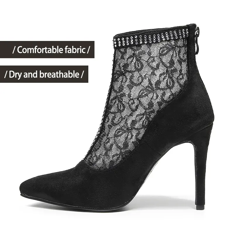 DKZSYIM New Women's Dance Boots Black Sexy Stilettos Women Latin Dance Shoes Thin Heels soft sole Ladies Ballroom Dancing Shoes