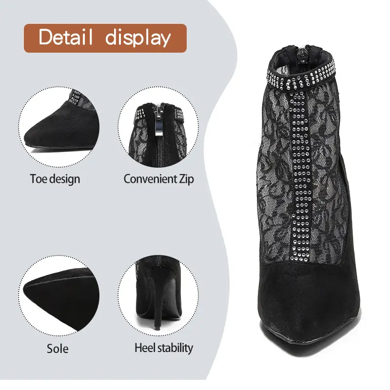 DKZSYIM New Women's Dance Boots Black Sexy Stilettos Women Latin Dance Shoes Thin Heels soft sole Ladies Ballroom Dancing Shoes
