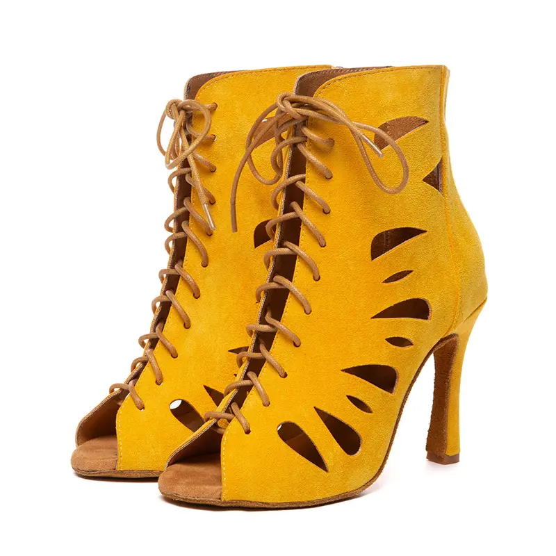 2024 New Sexy Women Black High Heels Party Dance Shoes hollow out sandals Tango Salsa Performance boots Latin Ballroom Indoor