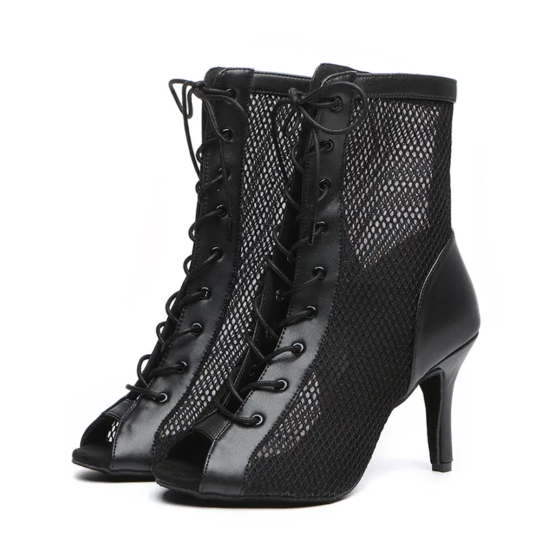 DKZSYIM Woman High Top Ballroom Dance Shoes Black Latin Dance Boots Pole Salsa Dancing Shoes For Women Boots Ballroom Girls