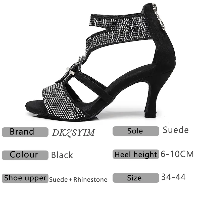 DKZSYIM Women Latin Dance shoes Ballroom High Heels Tango Shoes Salsa Sandals Women Sexy stilettos Fashion Dancing Shoes Ladies