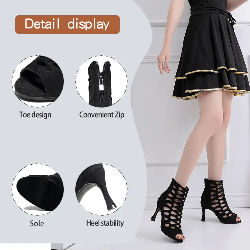 DKZSYIM New Black Sexy Dance Shoes heels Woman Latin dance shoes Girls Thin Heels Party Ballroom Dancing Shoes Spring/Autumn