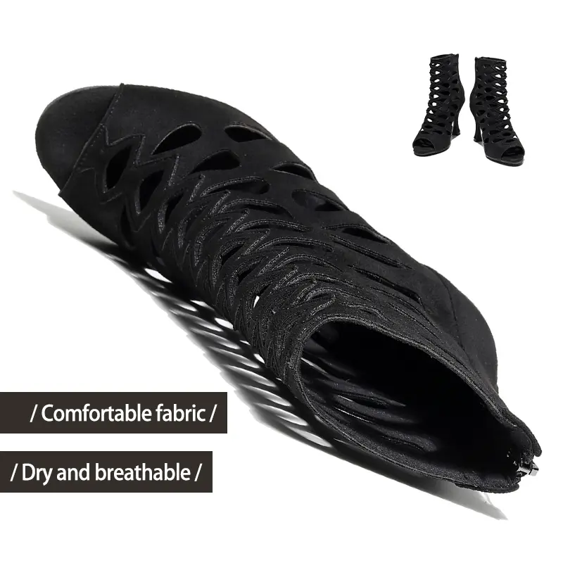 DKZSYIM New Black Sexy Dance Shoes heels Woman Latin dance shoes Girls Thin Heels Party Ballroom Dancing Shoes Spring/Autumn