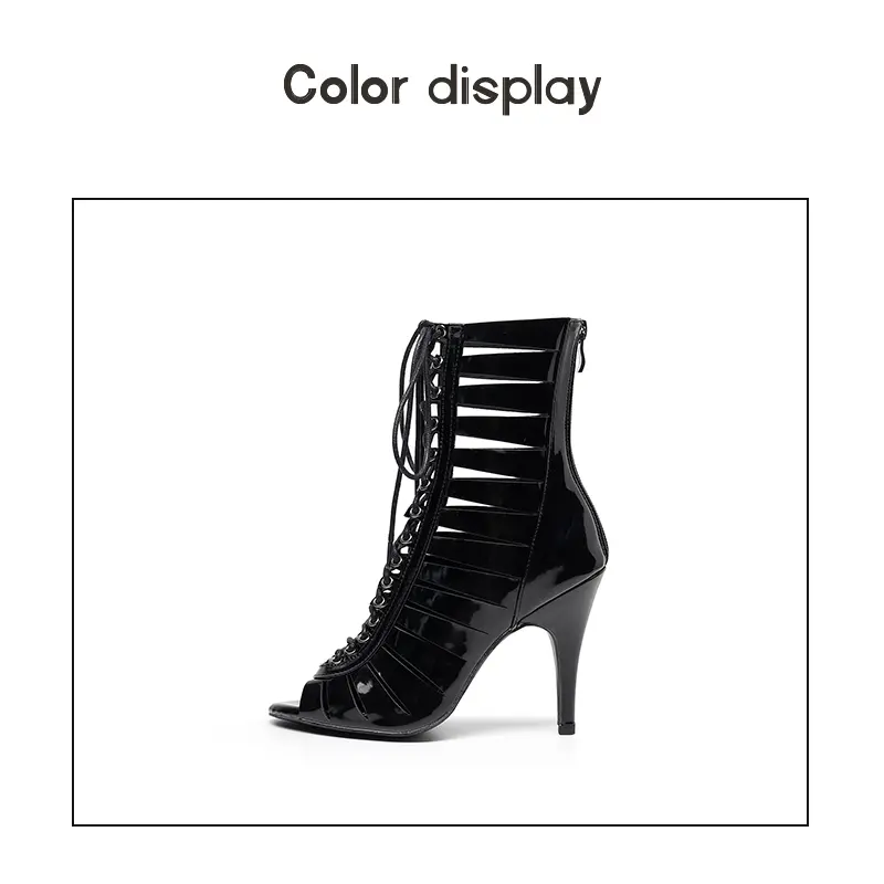 Woman Black Dance Shoes Boots Leather Sexy Stilettos Girls Latin Dance Shoes Thin Heels soft sole Ladies Ballroom Dancing Shoes