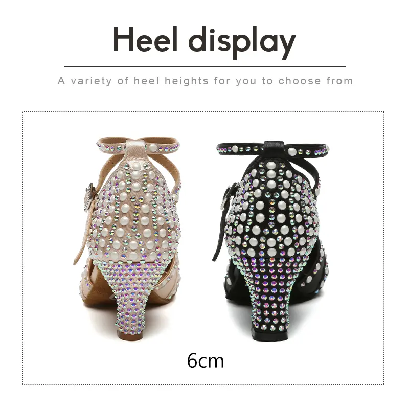 Woman Latin Dance Shoes peep-toe Party Dancing Shoes Ballroom Salsa sandals Ladies Women Pearl RhinestoneDance Shoes