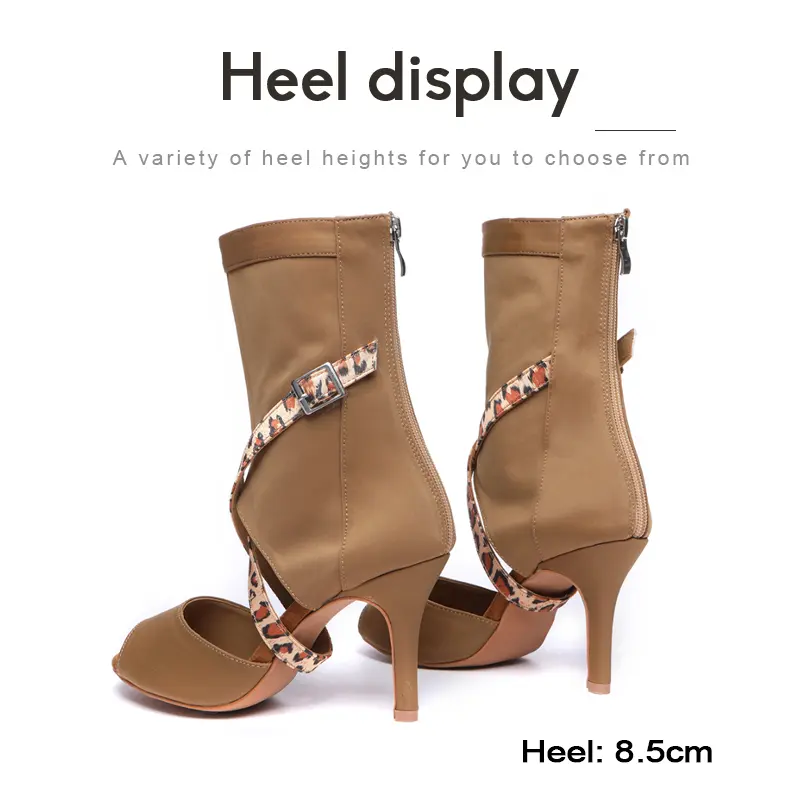 DKZSYIM Women Latin Dance Heels Boots Soft sole High Heels Dance Shoes For Ladies Thin Heel Pole Party Dance Boots Ballroom
