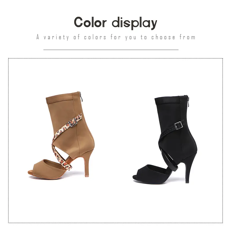DKZSYIM Women Latin Dance Heels Boots Soft sole High Heels Dance Shoes For Ladies Thin Heel Pole Party Dance Boots Ballroom
