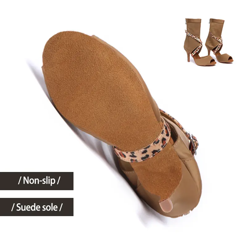 DKZSYIM Women Latin Dance Heels Boots Soft sole High Heels Dance Shoes For Ladies Thin Heel Pole Party Dance Boots Ballroom