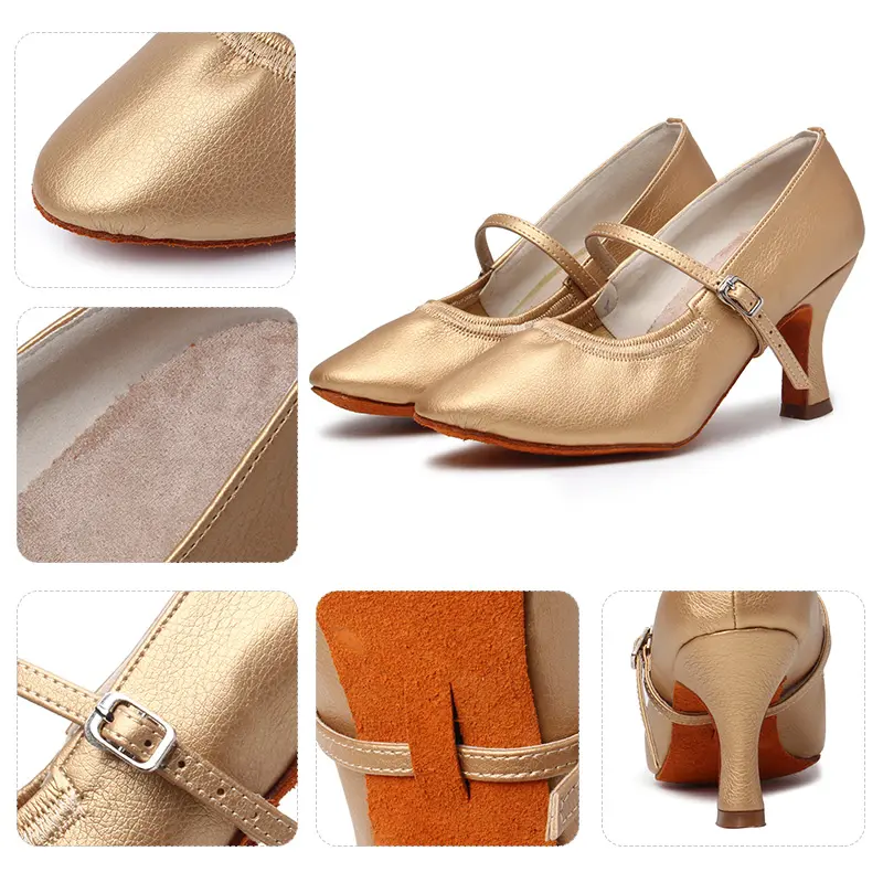 DKZSYIM Women Latin Dance Shoes Leather Ballroom Modern Dance Shoes For Girls Ladies Indoor Suede Soles Party Dance Shoes Heels5