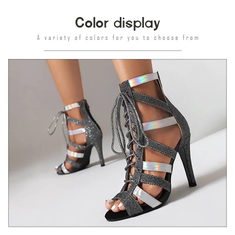 DKZSYIMWoman Latin dance shoes ladies Lace-up ankle boots party salsa sandals High Heels Girls Ballroom Shoes Sexy Stilettos