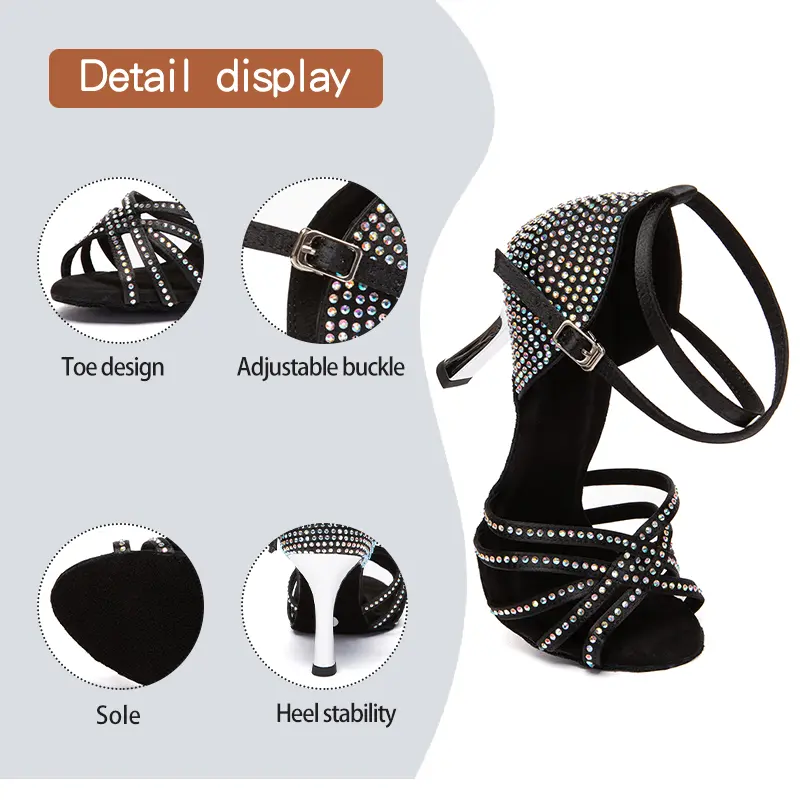 Women Latin Dance Shoes High-Heeled Party Shoes Ballroom Dance Boots hollow out sandals Performance Dance boots Tango Salsa
