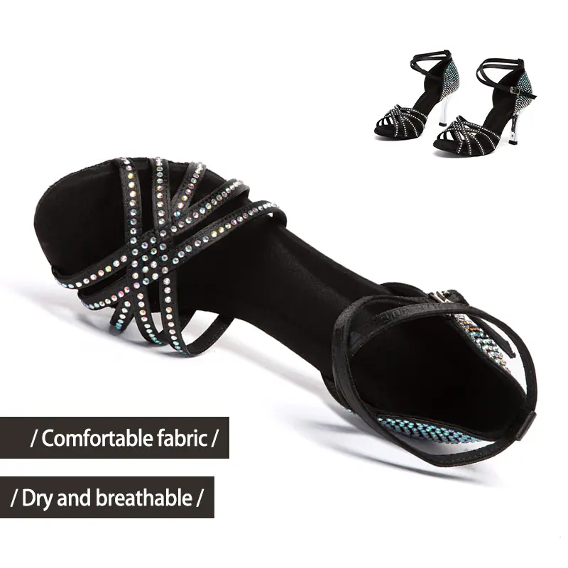Women Latin Dance Shoes High-Heeled Party Shoes Ballroom Dance Boots hollow out sandals Performance Dance boots Tango Salsa