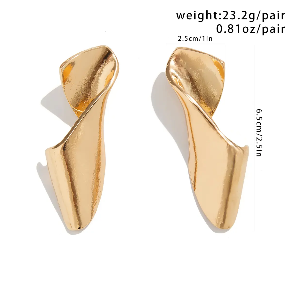 Vintage Irregular Geometric Metal Twisted Stud Earrings for Women Trend 2024 Gold Color Piercing Earring Jewelry Accessories New