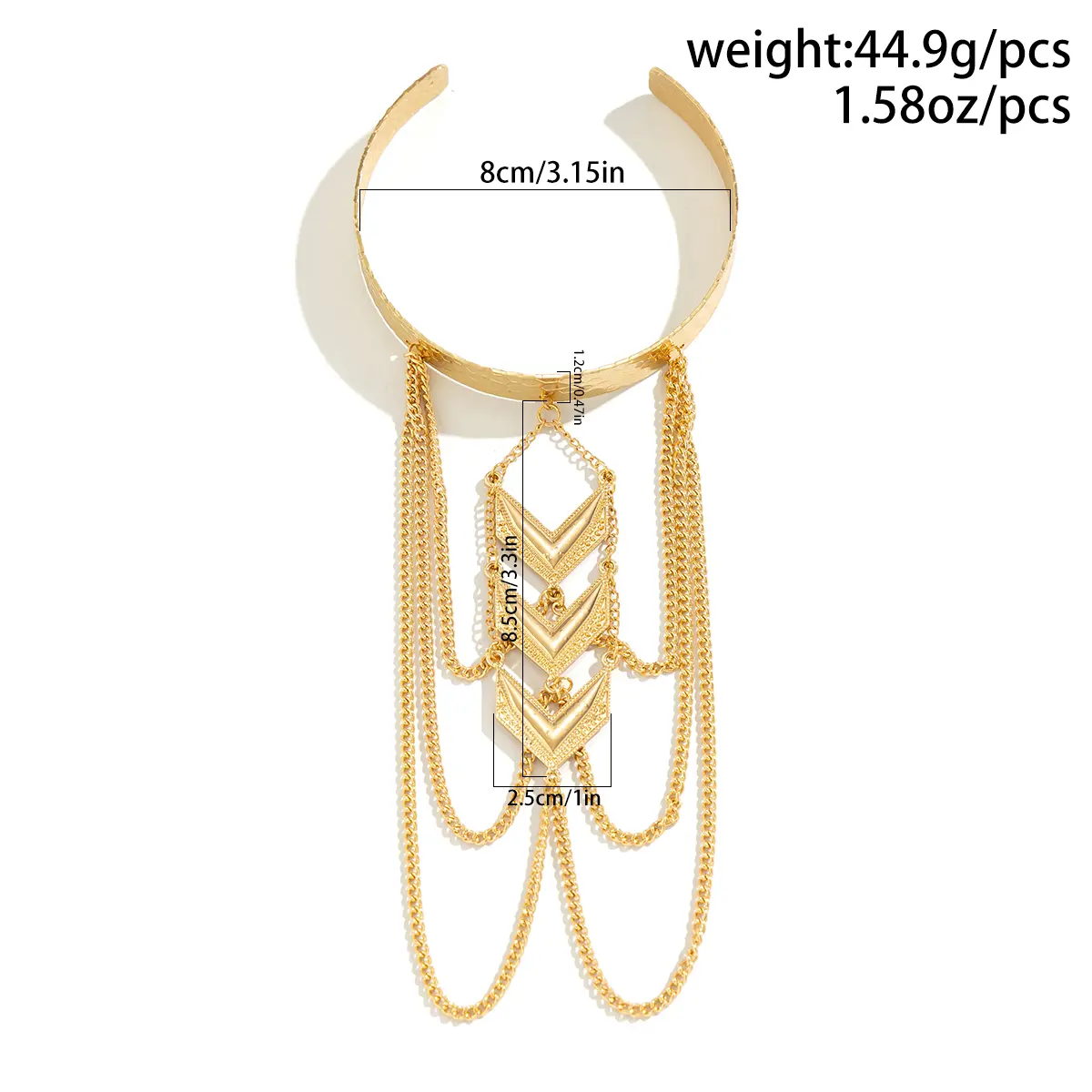 Ingemark Vintage Punk Tassel Link Open Upper Arm Bracelet for Women Goth V Shape Pendant Adjustable Bangles Couple Jewelry Gift