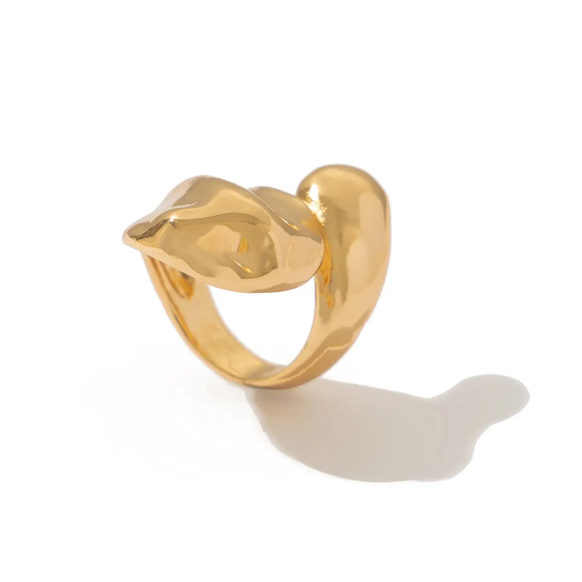 Ingemark Creative Unique Smooth Water Drop Rings for Women Punk Gold Color Geometric Adjustable Open Ring Couple Wed Jewelry New