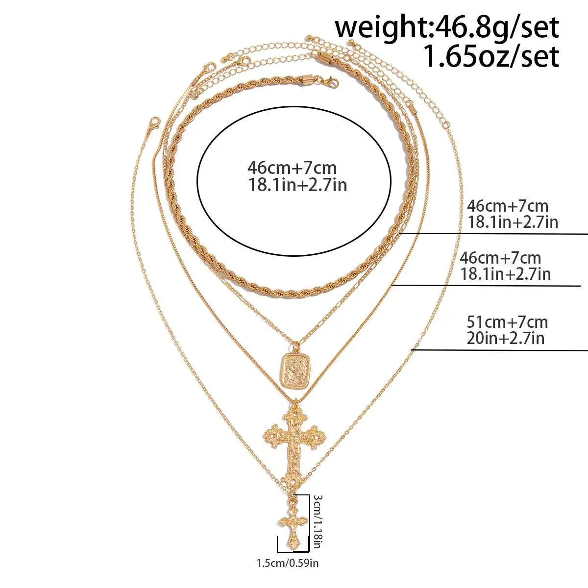 Ingemark Multilayer Goth Jesus Cross Pendant Choker Necklace for Men Trend 2025 Vintage Adjustable Thin Chain Christian Jewelry