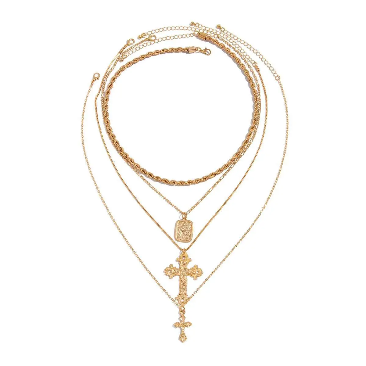 Ingemark Multilayer Goth Jesus Cross Pendant Choker Necklace for Men Trend 2025 Vintage Adjustable Thin Chain Christian Jewelry