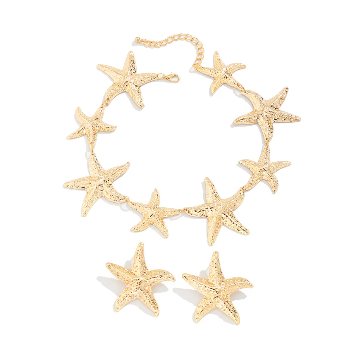 Ingemark Punk Boho Metal Big Starfish Star Pendant Choker Necklace Stud Earrings for Women Trendy 2025 Y2K Jewelry Set Gift New