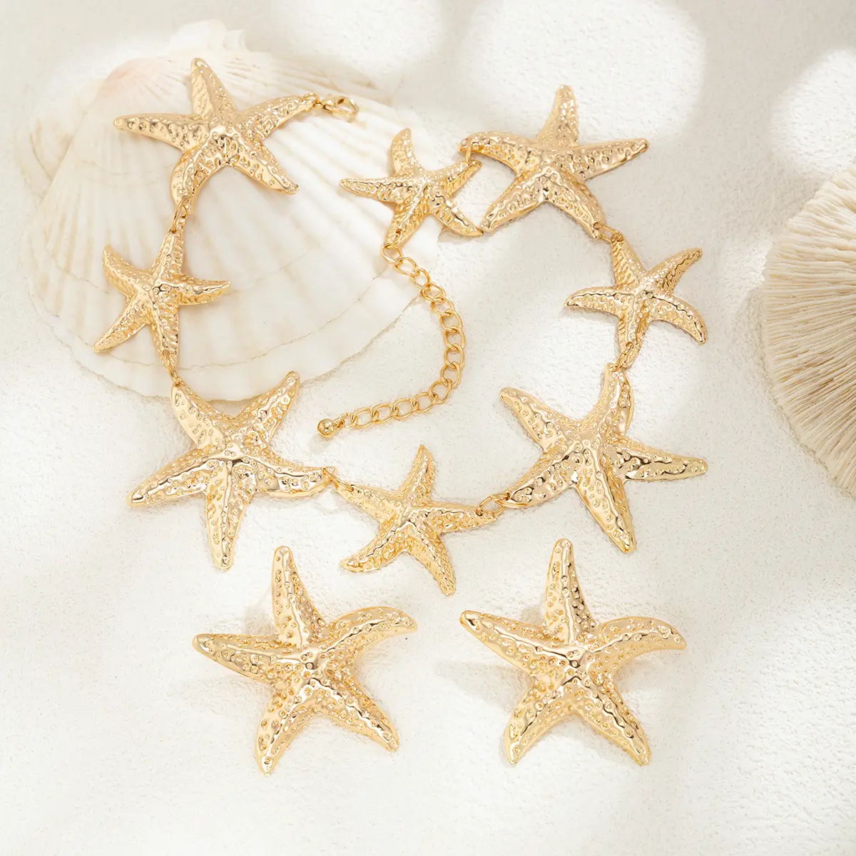 Ingemark Punk Boho Metal Big Starfish Star Pendant Choker Necklace Stud Earrings for Women Trendy 2025 Y2K Jewelry Set Gift New