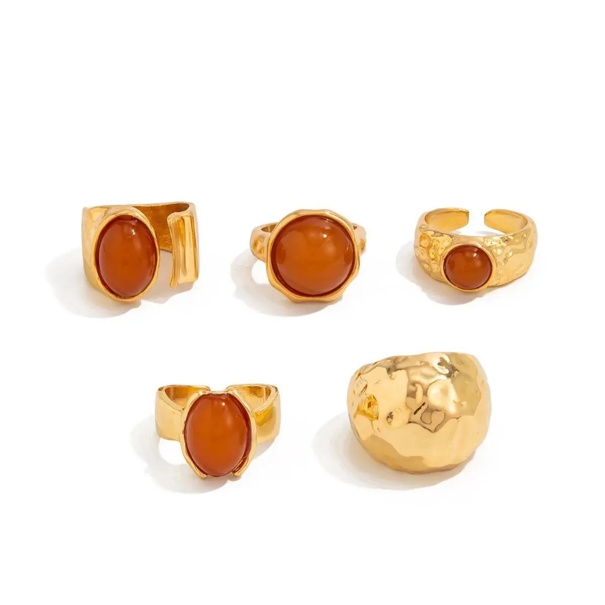 Ingemark 5Pcs/Set Luxury Inlaid Acrylic Rhinestone Open Rings for Women New Trend Goth Wide Adjustable Rings Couple Jewelry Men