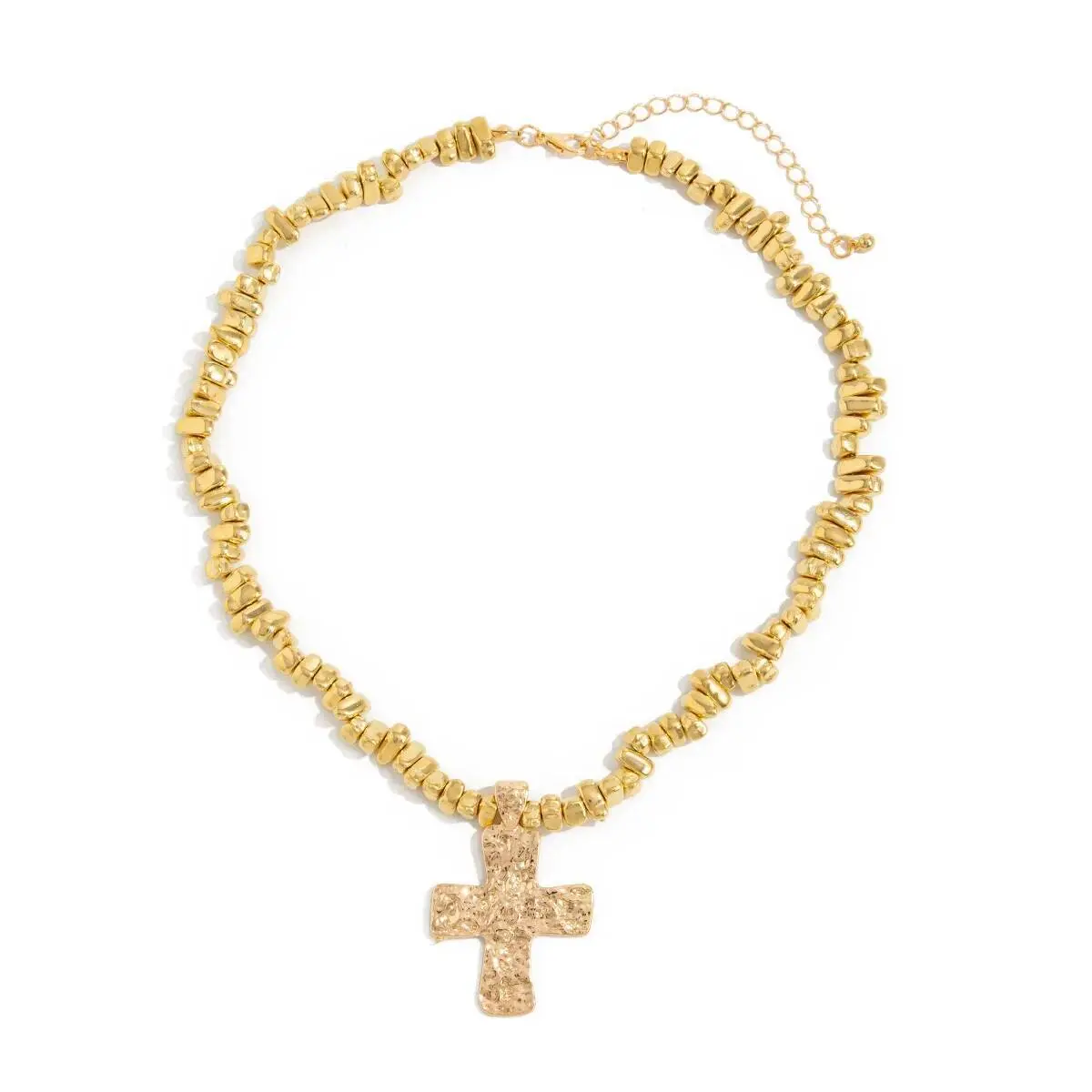Ingemark Vintage Irregular CCB Beaded Chain Necklace for Women Collares Goth Cross Jesus Pendant Choker Party Neck Jewelry Men