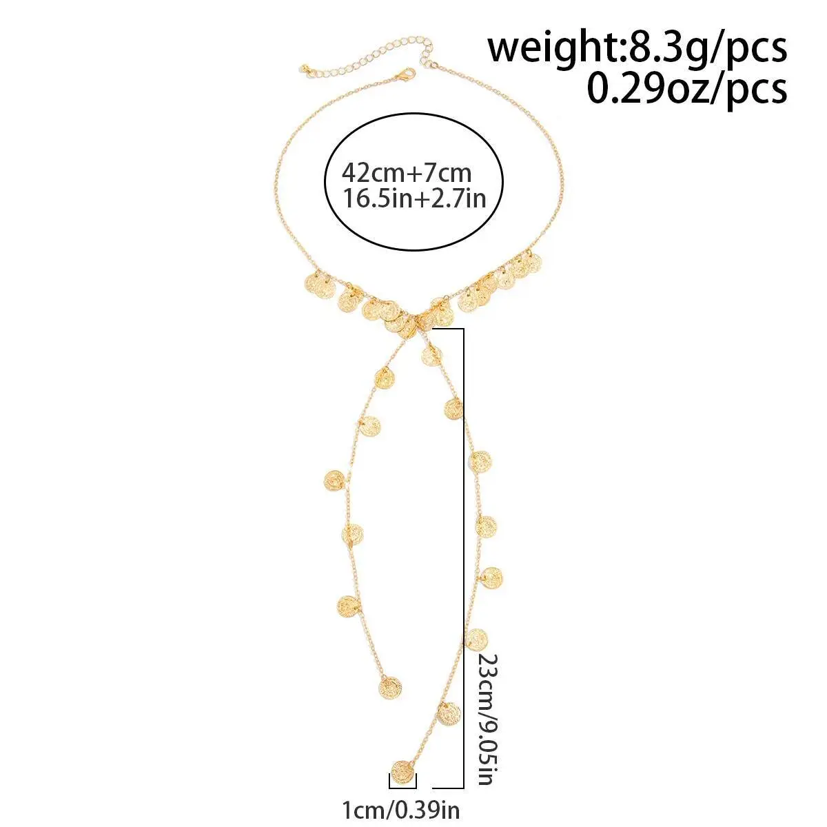 Ingemark Sexy Vintage Round Sequin Long Tassels Pendant Necklace for Women New Trend Boho Chest Choker Neck Jewelry Accessories