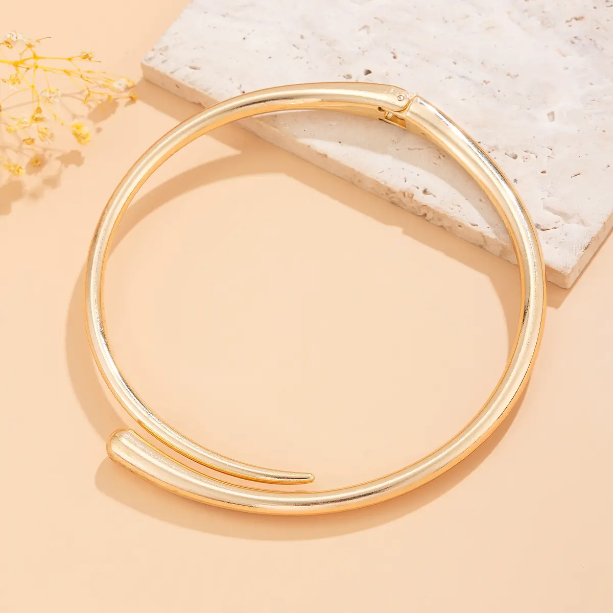 Ingemark Punk Water Drop Torques Choker Necklace Open Cuff Bangle for Women Wed Bridal Adjustable Rings Party Grunge Jewelry Set