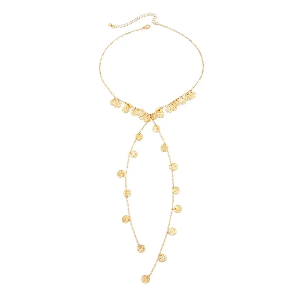 Ingemark Sexy Vintage Round Sequin Long Tassels Pendant Necklace for Women New Trend Boho Chest Choker Neck Jewelry Accessories