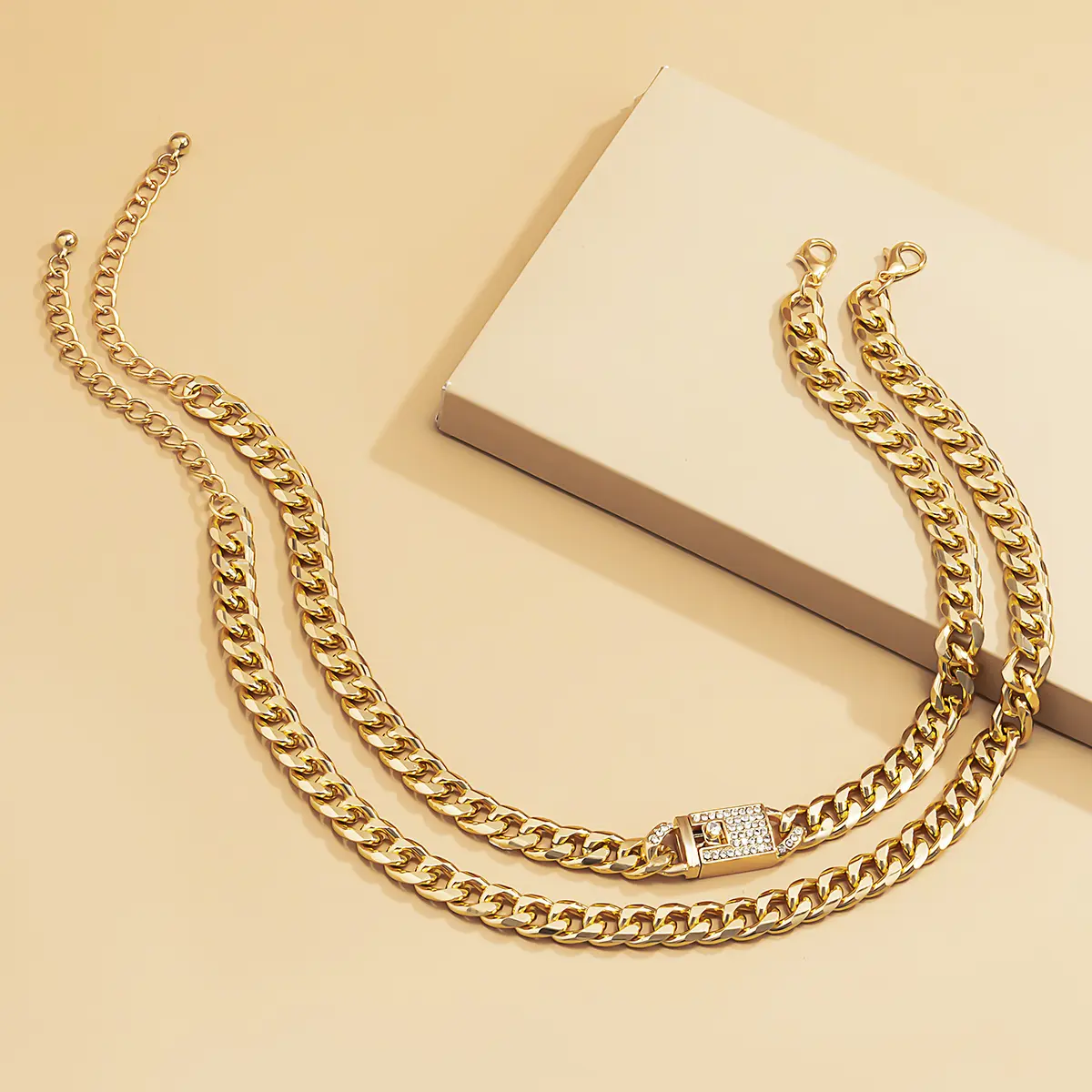 Punk Hip Hop Thick Cuban Chain Necklaces for Women Exaggerated Gold Color Hollow Out Lock Chokers Steampunk Jewelry Accessories