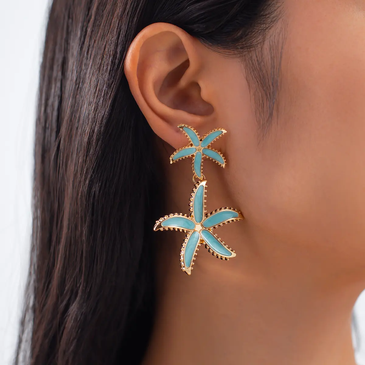 Ingemark Boho Blue Drip Oil Starfish Drop Earrings for Women 2025 New Fashion Romantic Piercing Hanging Earrings Y2K Jewelry New