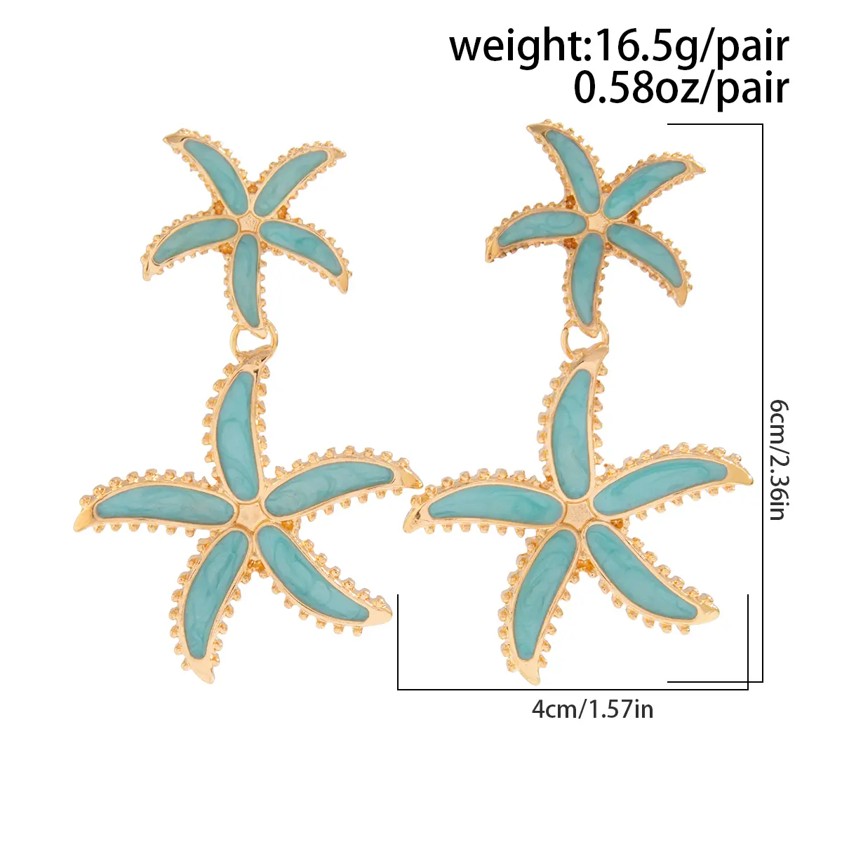 Ingemark Boho Blue Drip Oil Starfish Drop Earrings for Women 2025 New Fashion Romantic Piercing Hanging Earrings Y2K Jewelry New