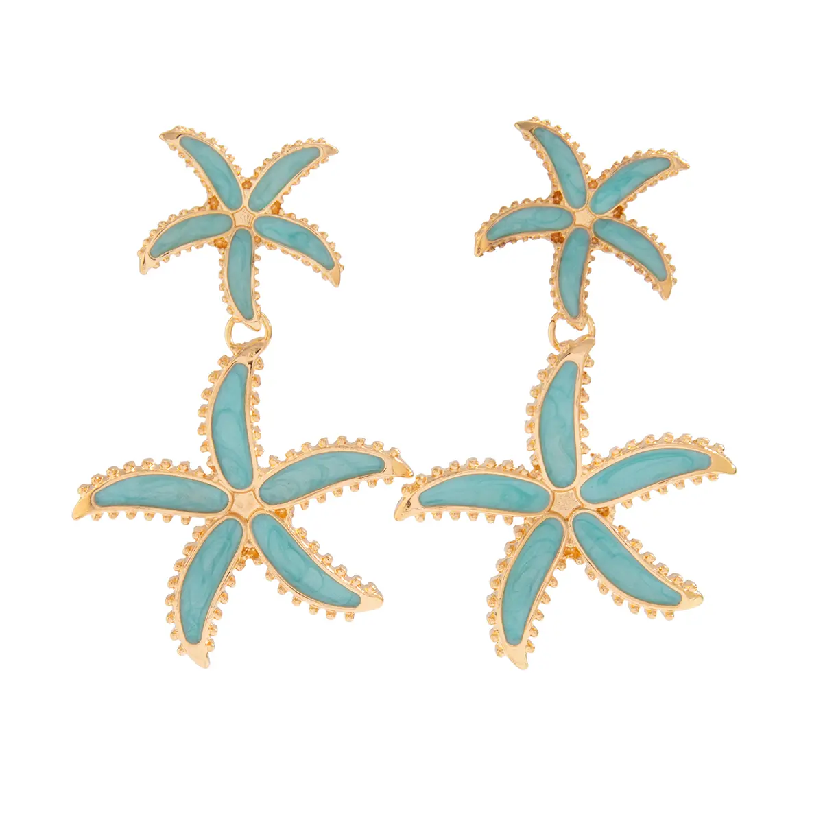 Ingemark Boho Blue Drip Oil Starfish Drop Earrings for Women 2025 New Fashion Romantic Piercing Hanging Earrings Y2K Jewelry New