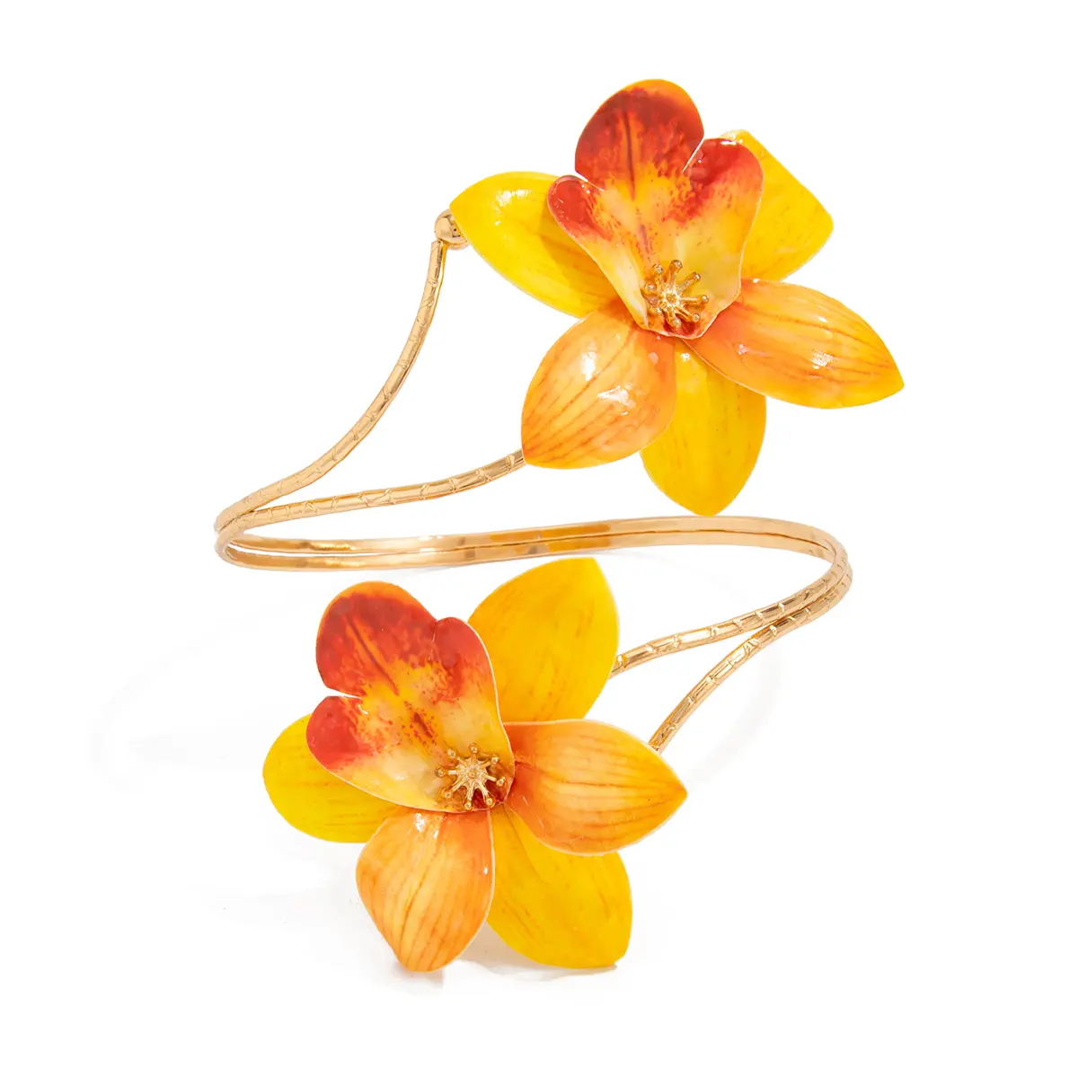 Ingemark Boho Y2K Colorful Flower Upper Open Arm Bracelets Women New Trend Vintage Geometric Gold Color Bangles Wedding Jewelry