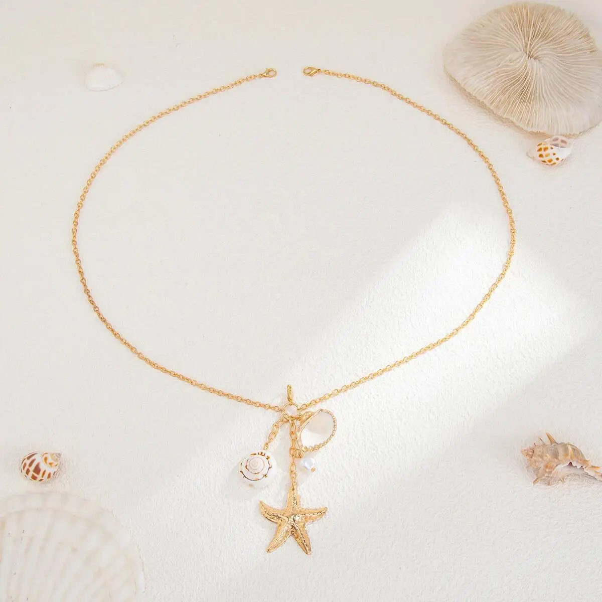 Ingemark Sexy Boho Starfish Scallop Conch Pendant Waist Chain for Women Summer Beach Bikinis Bra Chest Chain Body Jewelry Gift