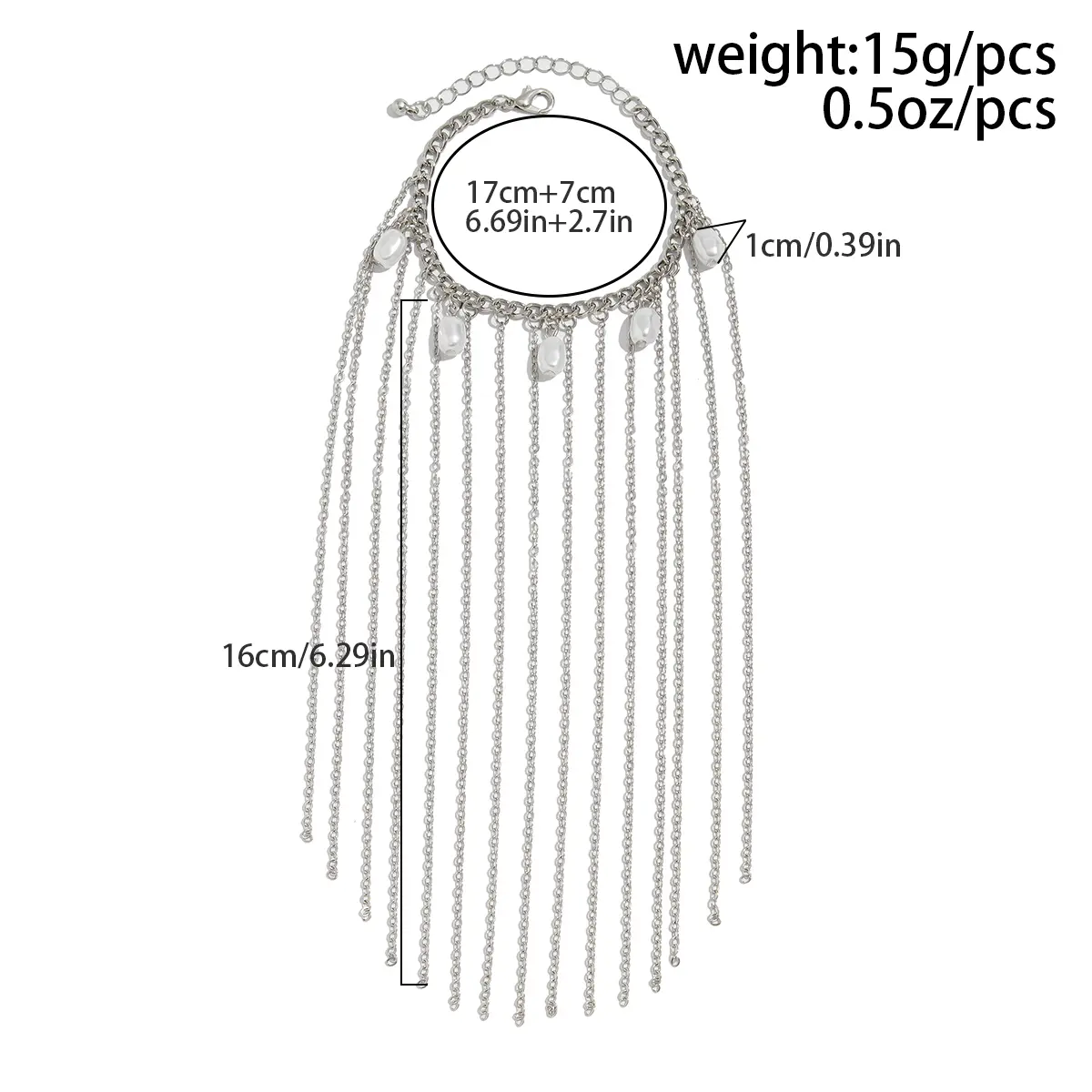 Ingemark Trendy Creative Imitation Pearls Long Tassel Hand Chain Bracelet Women Unique Temperament Metal Bracelets Charm Jewelry