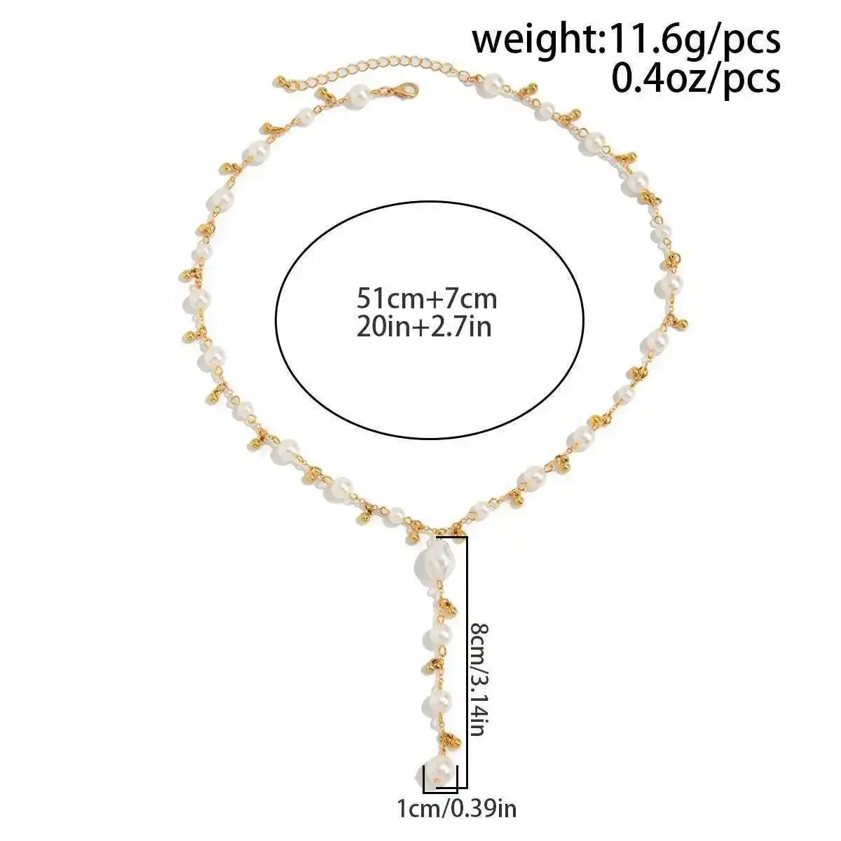 Ingemark 2025 Trendy Elegant Imitation Pearls Choker Necklaces Women Bohemia CCB Beaded Long Y-Shaped Pendant Necklace Jewelry