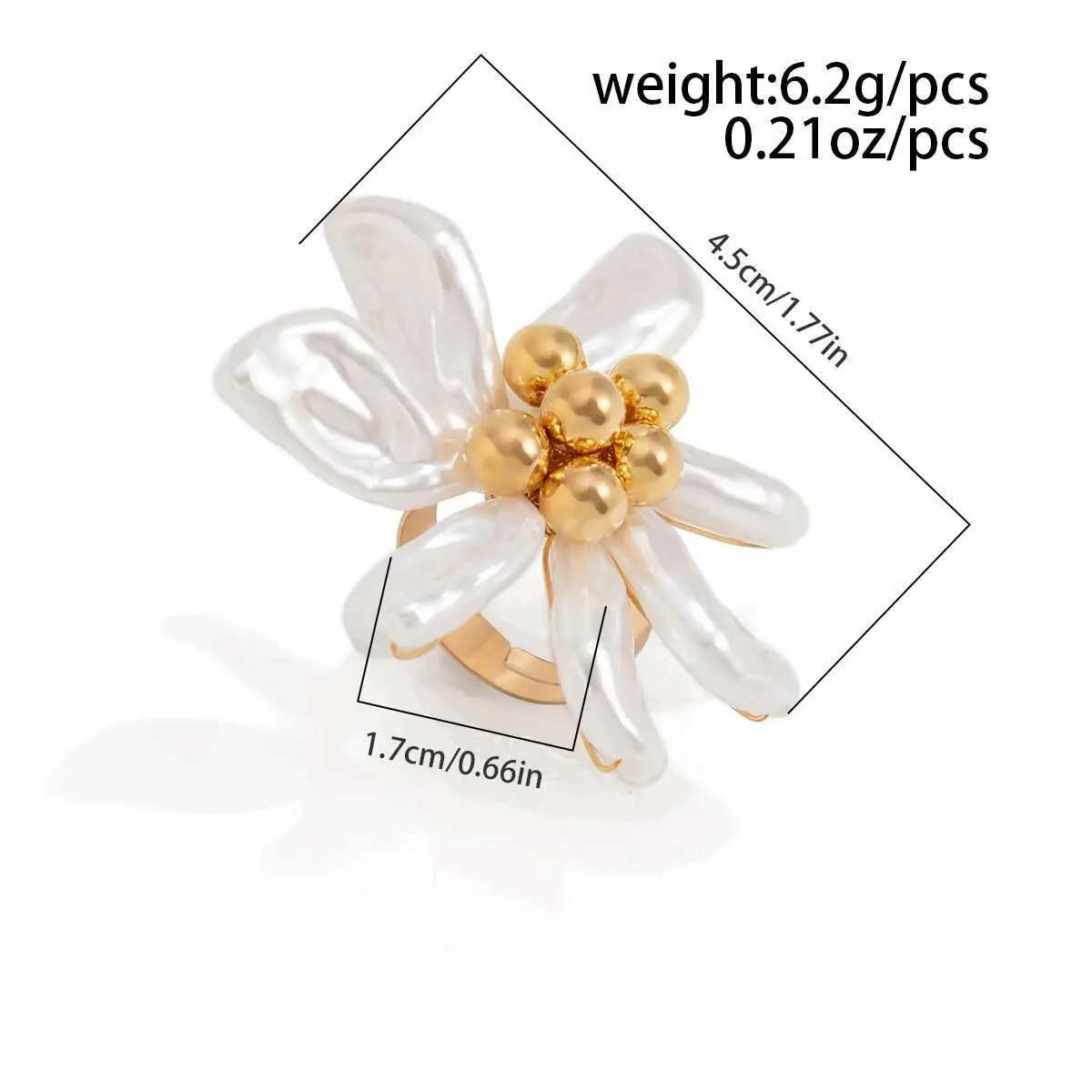 Ingemark Romantic Imitation Pearl Petal Flower Open Rings for Women New Trend Elegant Adjustable Finger Rings Wedding Jewelry