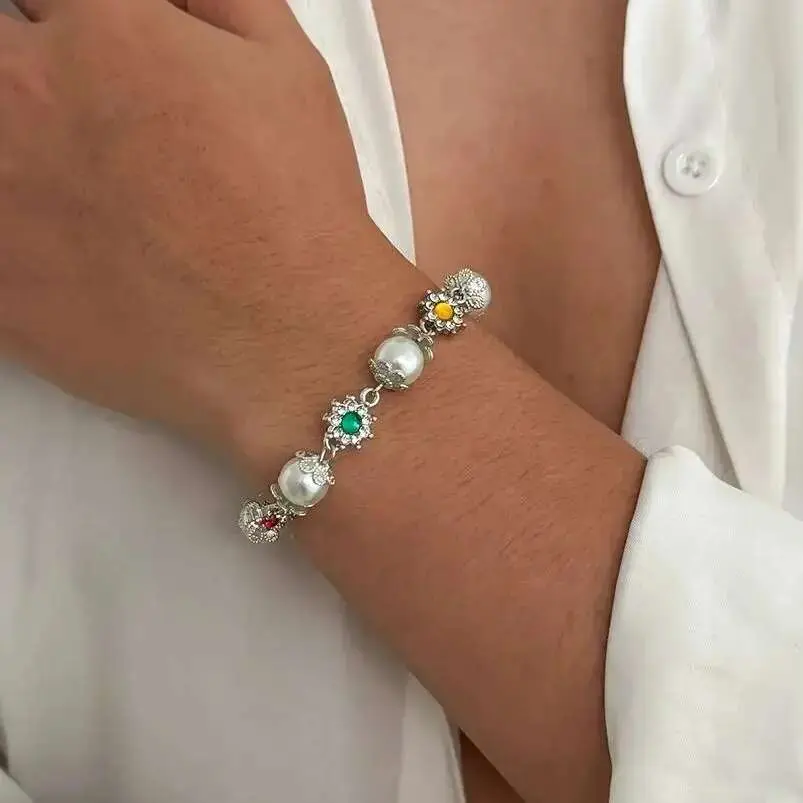 Ingemark Luxury Rhinestone Imitation Pearl Chain Bracelets for Men 2025 New Trend Punk Adjustable Charm Bangles Party Jewelry
