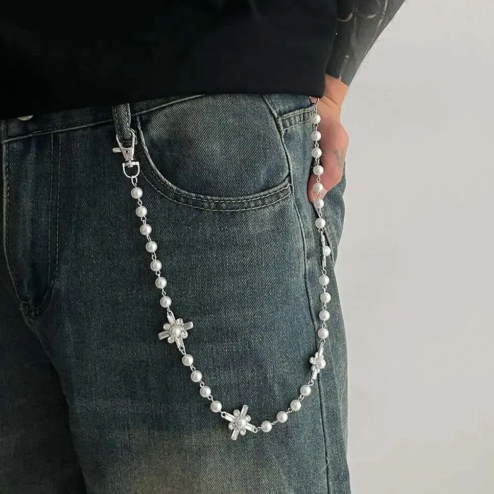Ingemark Hip Hop Rhinestone Cross Long Keychains Wallet Belt Jeans Trousers Hipster Pants Bag Chains for Men Jewelry Trend 2025