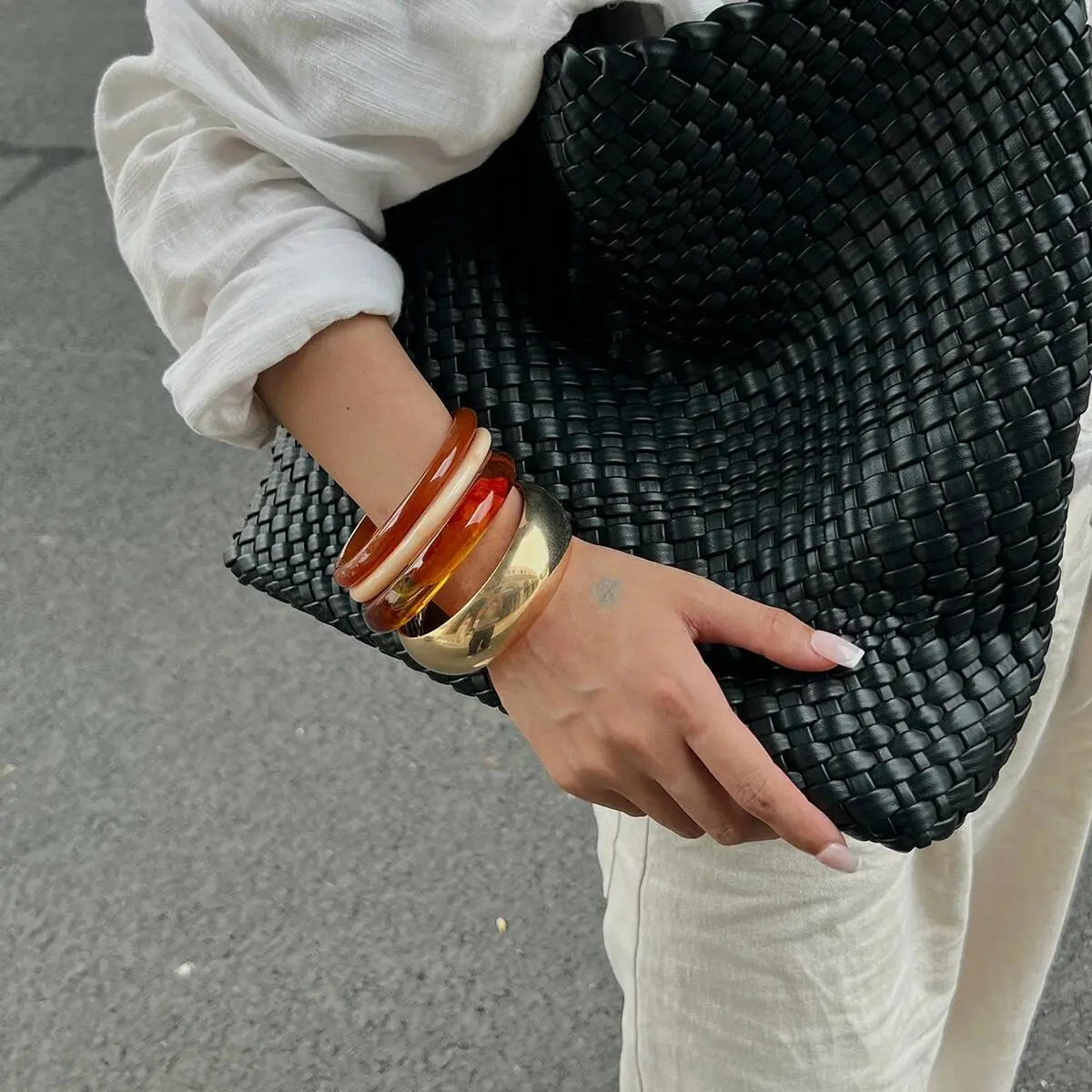 Ingemark 4 Styles Vintage Resin Plastic Thick Wide Bracelets for Women Fashion Statement Goth Metal Bangles Steampunk Jewelry