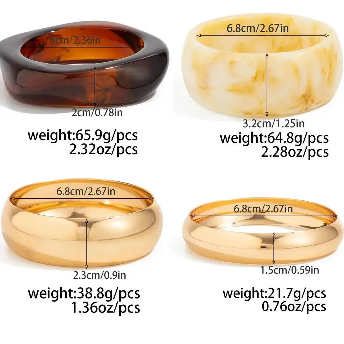 Ingemark 4 Styles Vintage Irregular Resin Acrylic Bangles for Women New Trend Punk Metal Springs Wide Bracelet Steampunk Jewelry