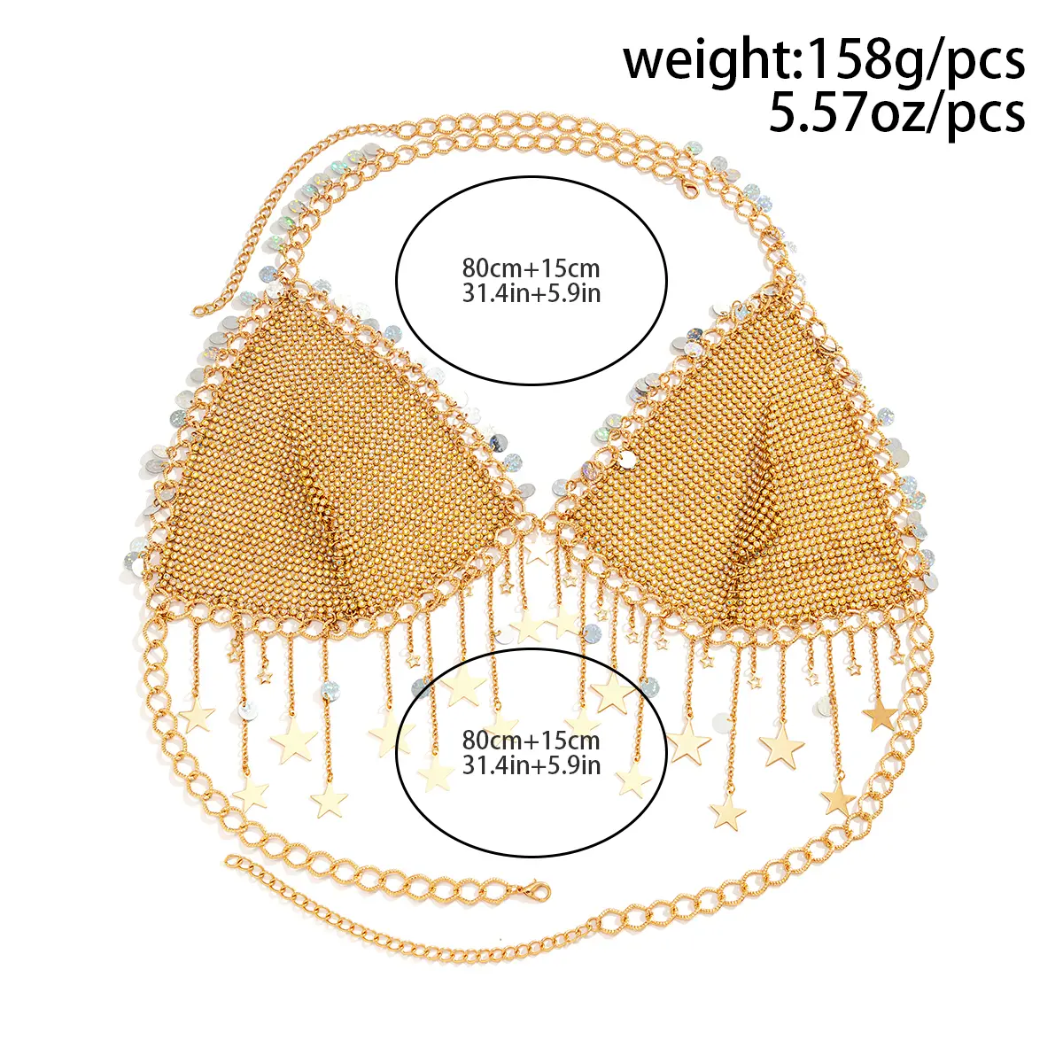 Ingemark Boho Sexy ​Lingerie Women Body Bikinis Tassel Bra Chain Summer Beach Dancewear Festival Accessories Body Jewelry New