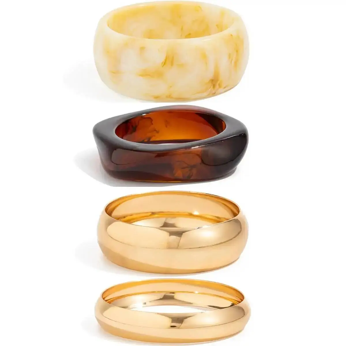 Ingemark 4 Styles Vintage Irregular Resin Acrylic Bangles for Women New Trend Punk Metal Springs Wide Bracelet Steampunk Jewelry