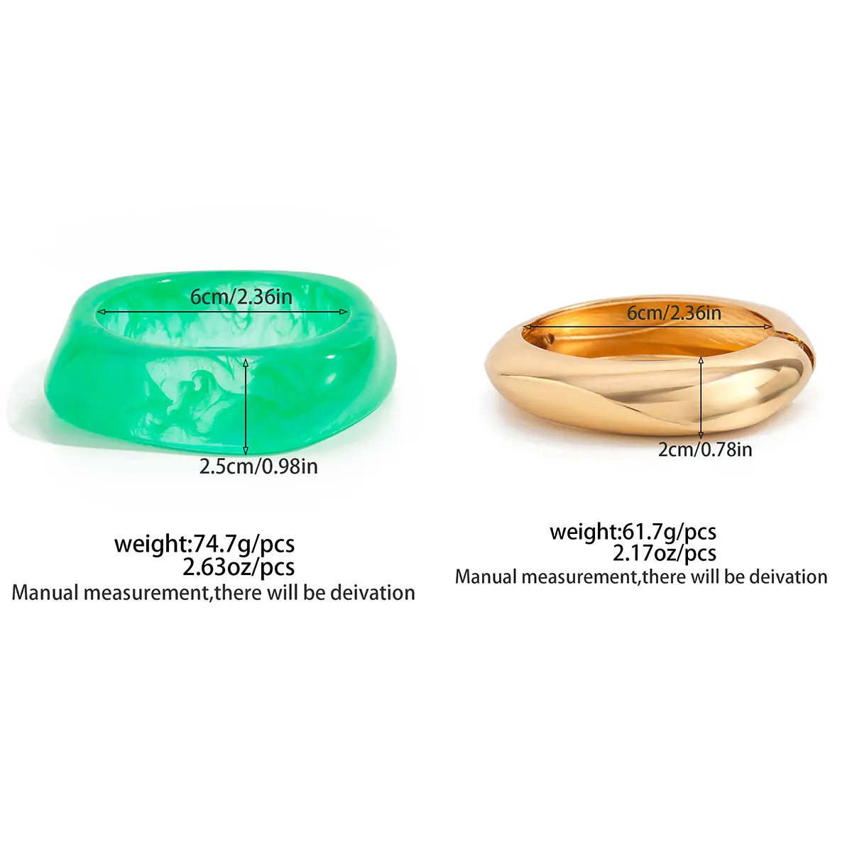 Ingemark Boho Pink Green Thick Resin Acrylic Smudging Bangles for Women Geometric Irregular Bangles Y2K Pulseras Jewelry Gift