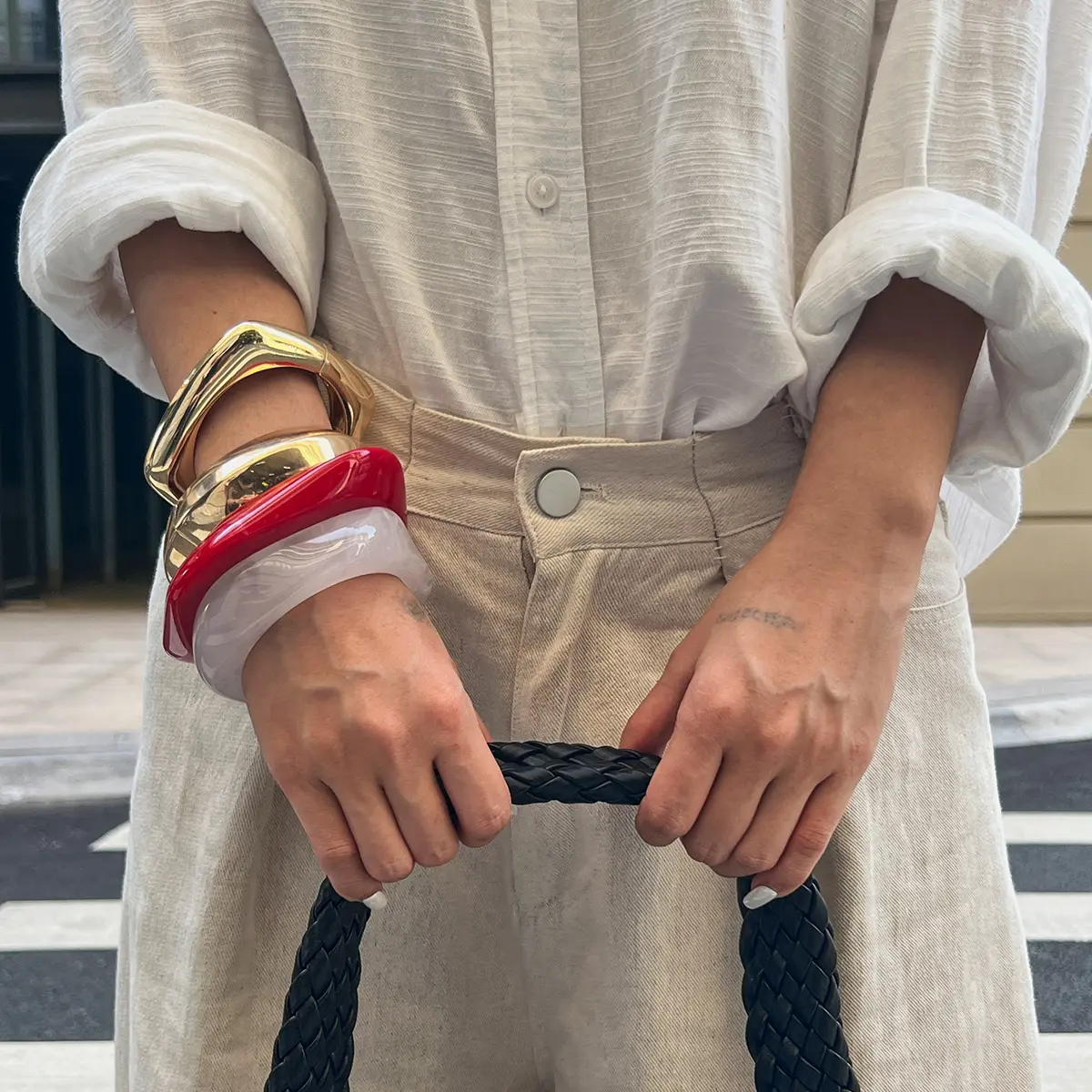 Ingemark 4 Styles Hip Hop Resin Acrylic Bangles for Women 2025 New Fashion Geometric Irregular Spring Bracelets Jewelry Gift